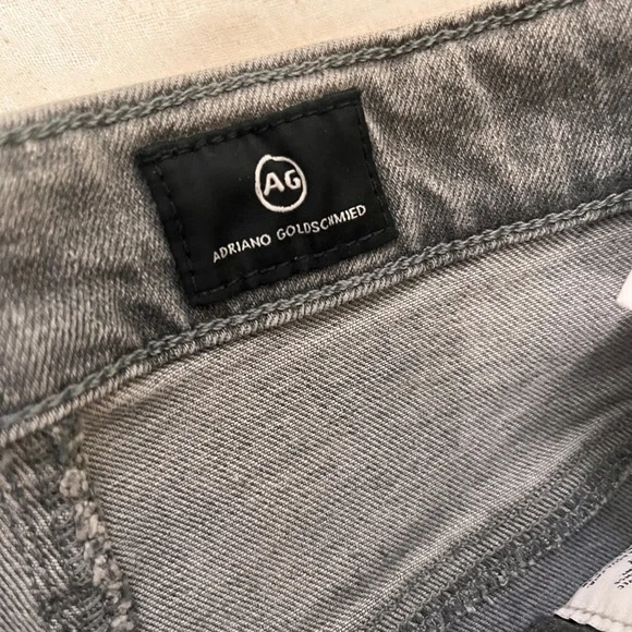 New AG Adriano Goldschmied High Rise Wide Leg Cropped Denim Jeans 27 Light Gray - Picture 2 of 16